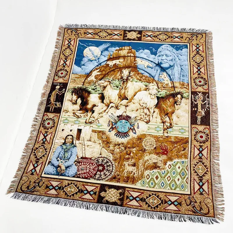 ins new design sofa outdoor camping Bohemian carpet jacquard thread blanket