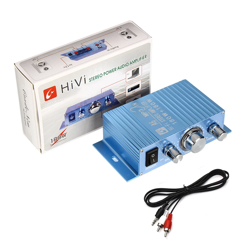 With 12V3A Power+Audio Cable 180 W MINI Digital Hi-Fi Car Power Amplifier 2.1CH Digital Subwoofer Stereo BASS Audio Player