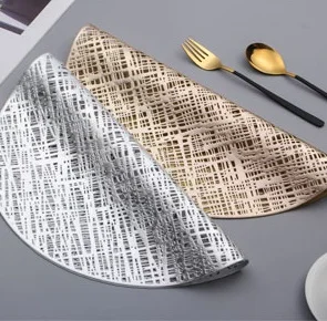 home and kitchen 2020 PVC Pressed hollow out  leaf  Gold Placemats for Kitchen Dining  Decorative Table mats for Decoration