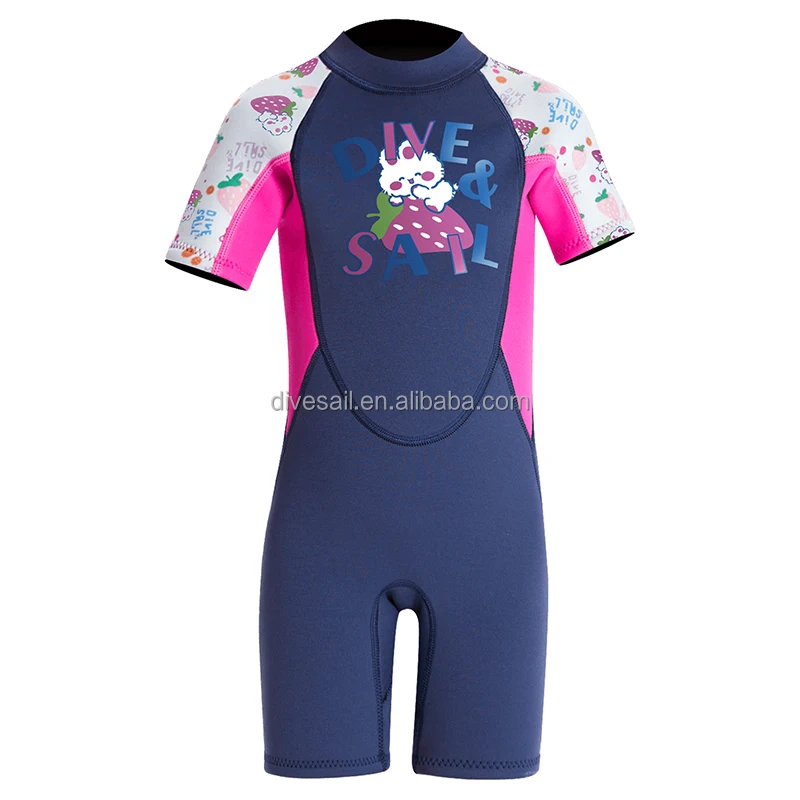 Подгонянные девушки 2 5 мм с коротким рукавом цельный тепловой купальник водонепроницаемая ткань для дайвинга костюм