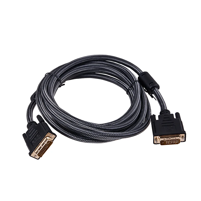 Braided black gold-plated dvi 24+1/24+5 to dvi cable for HDTV projectors computers