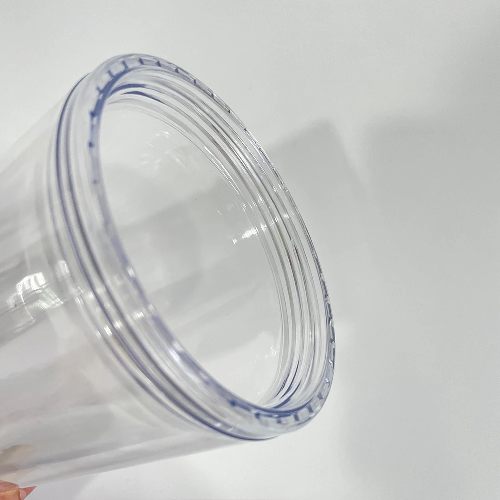 24oz Reusable Plastic Cup Manufacturer Wholesale Pre-drilled Snow Globe  Cups Plastic Acrylic Ice Cream Cone With Lid And Straw