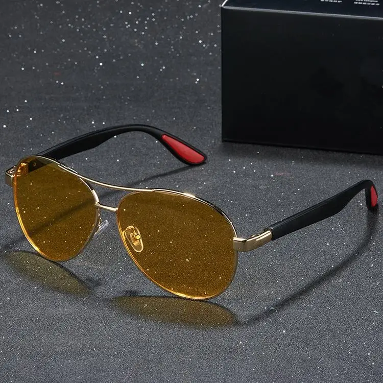 
P3025 brand design classic metal frame pilot drive polarized sunglasses eyewear aviation sunglasses for men night vision glass 