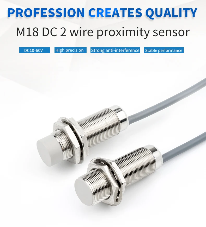 JIMOU high quality accuracy M18 inductive proximity sensor 10-60V DC 2 wire proximity switch inductive sensor