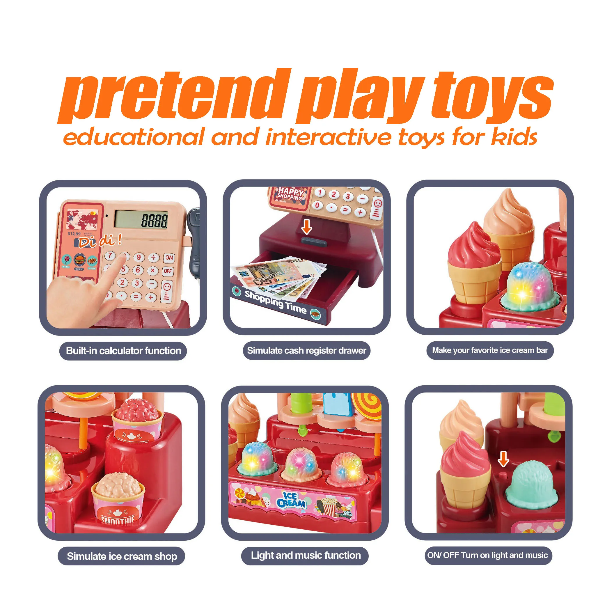 new design pretend play toys Supermarket cash register toy set for kids
