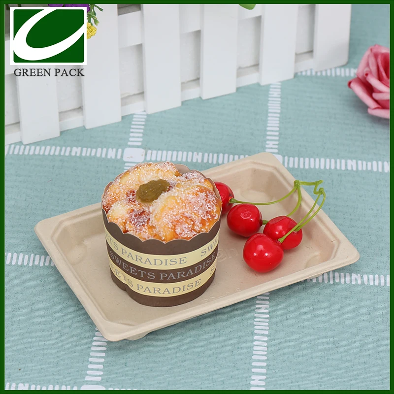 Disposable Microwaveable Food Grade Natural Pulp Sushi Meal Paper Tray With Lid