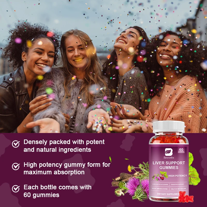 Liver Support Herbal Supplement Milk Thistle and Dandelion Root Extract Blend Gummies