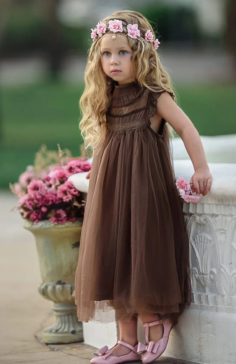 children Summer Sleeveless Dress Sweet lace princess Dress for Birthday Easter Party Baby Girls Dress