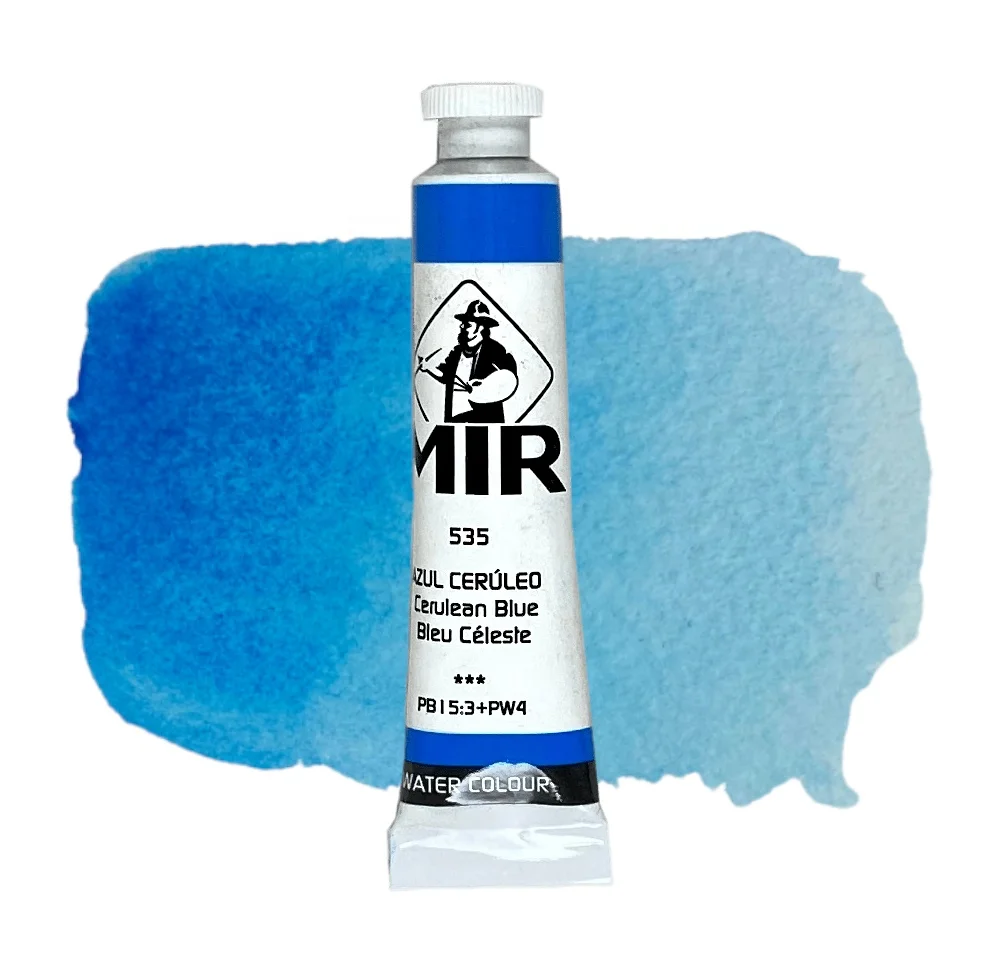 Extra Fine High Pigmented Mir Cerulean Blue Water Paint 8ml Tube for Watercolors on Canvas Water Based High Set Paints