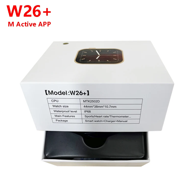 W26+ W26 Plus Smart Watch Series 6 Touch Control 1.75 inch Screen 44mm Smartwatch Band Sport Bracelet PK T500 reloj inteligente