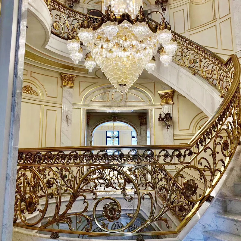 GUCI Luxury Royal Gold Staircase Handrail Brass Balustrade Metal Stairs Railing