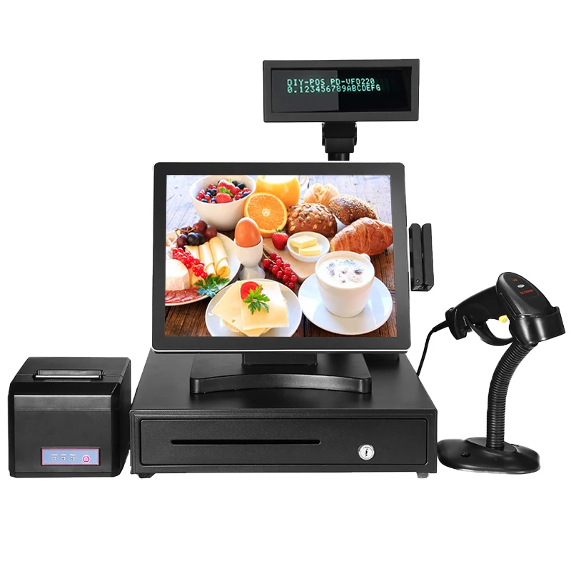12 ''15'' 17''POS все в одном ПК windows 10 сенсорная pos-система настольный компьютер для головных уборов магазин салон