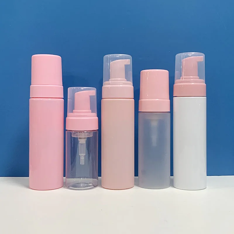 Custom mousse foaming cleanser face body wash shampoo frosted pink black 50ml 60ml 150ml 200ml 250ml pump dispenser foam bottle
