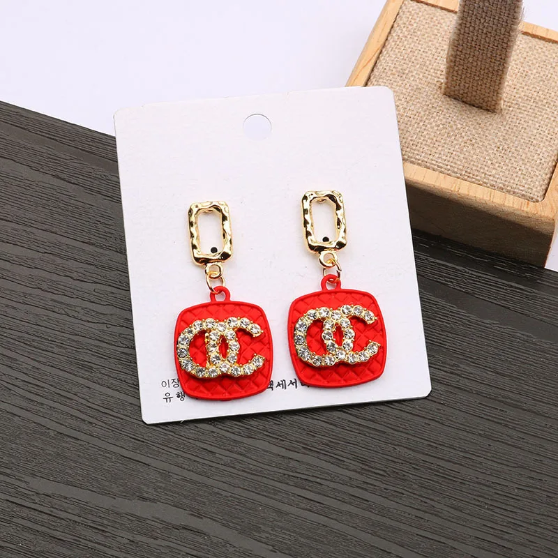 
2021 New Fashionable designer earrings popular brands Letter And Pave Diamond channel earrings Drop Earrings Women Jewelry 
