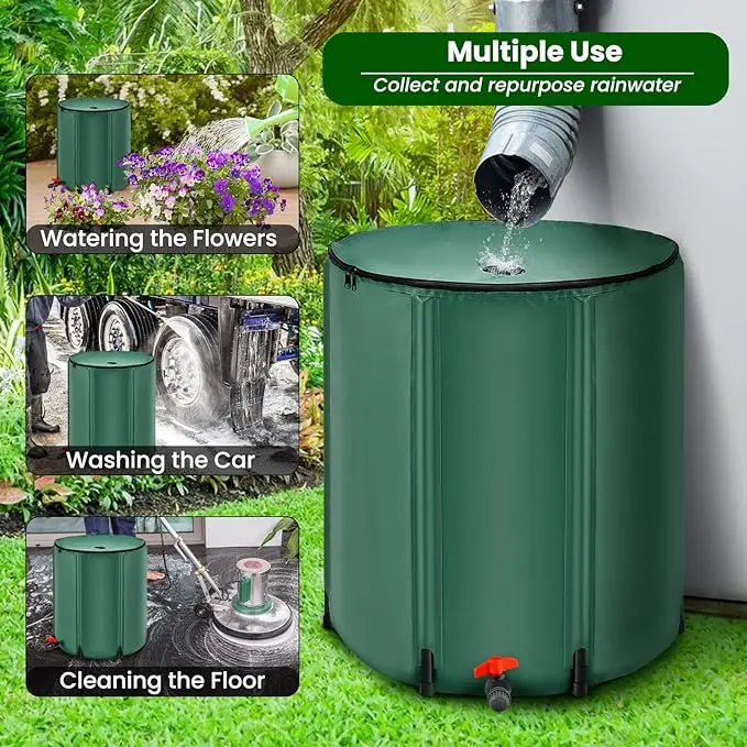 53 Gallon Collapsible Rain Barrel Portable PVC Water Storage Tank