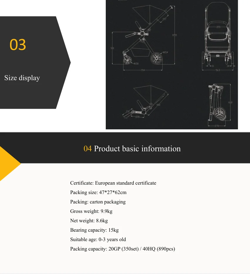 2020 hot sale 3 in one baby stroller
