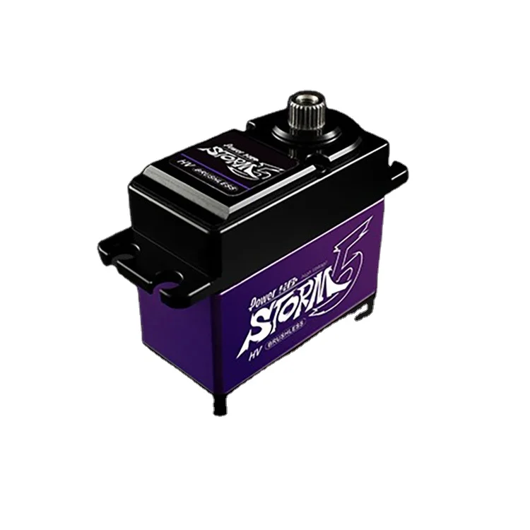 The Power HD STORM-5 brushless metal gear digital steering gear is compatible with FUTABA JR SAVOX