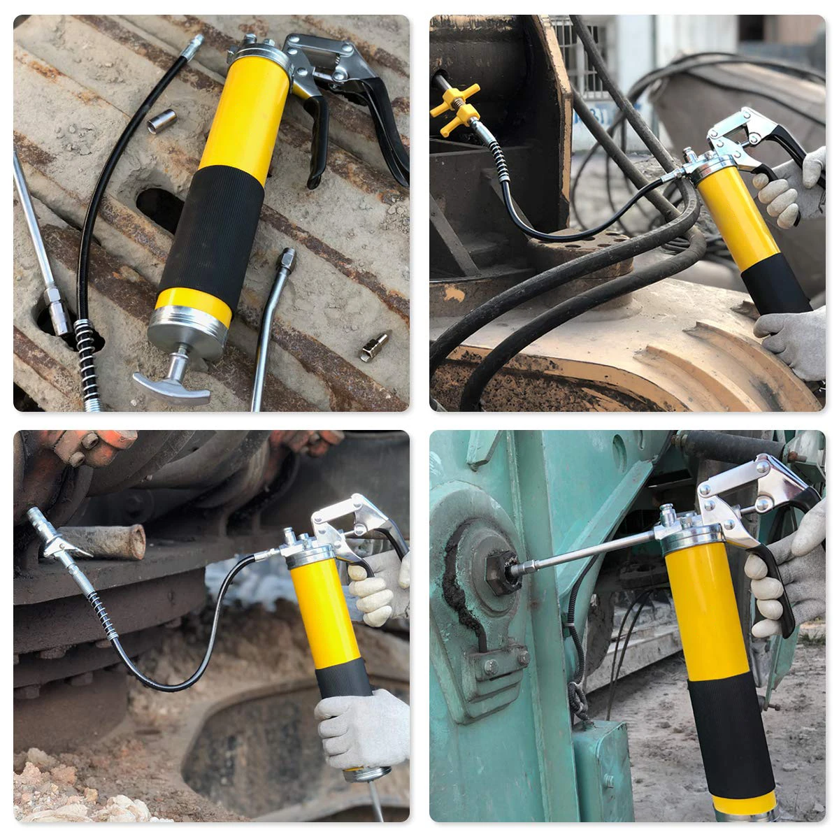 High Performance Heavy Duty Grip Grease Gun 400cc 6000PSI Grease Pump Oil Filling Gun For Truck Excavator General Car