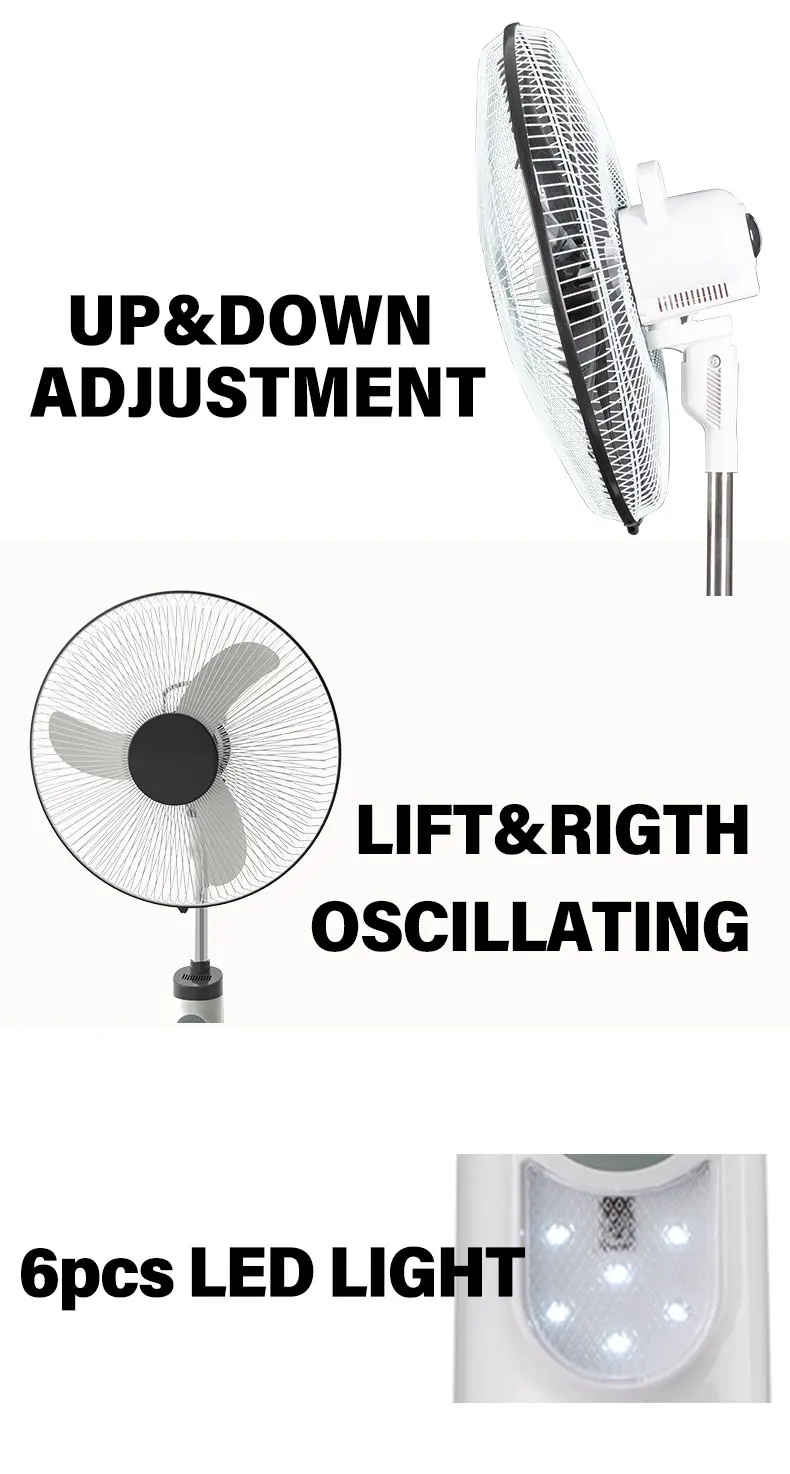 New Design energy efficient AC DC 16' floor Standing fan Adjustable Height 16 inch Standing Floor Fan For Living Room Bedroom