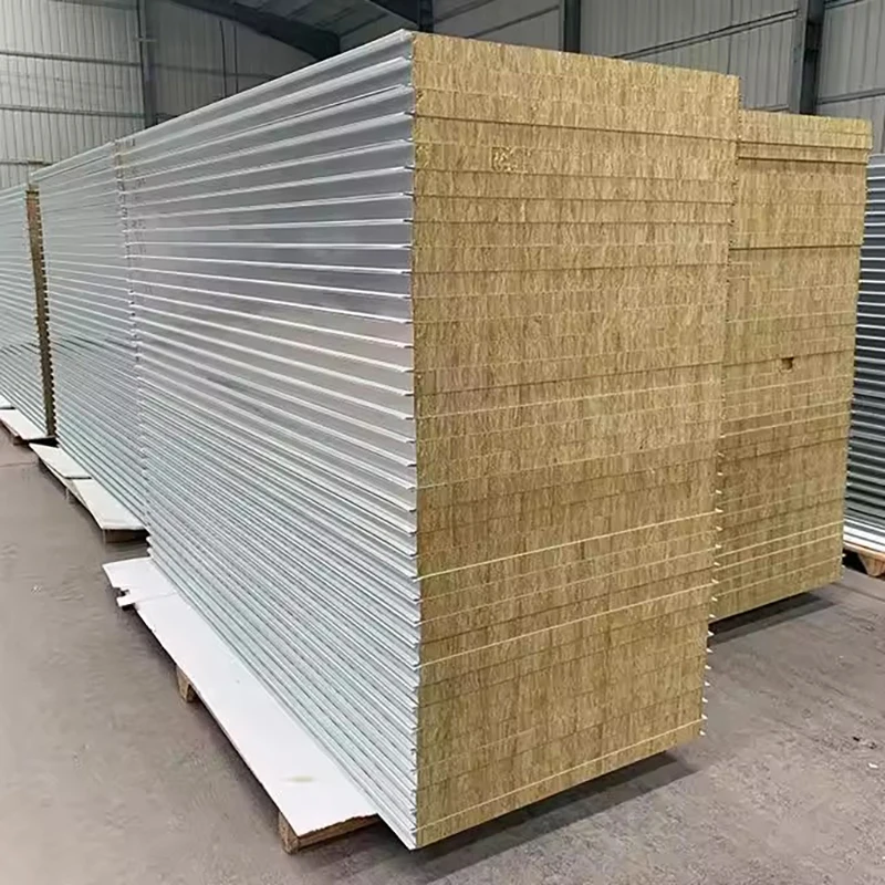 Rock Wool Insulated Sandwich Panel for Outdoor Wall Roof 40 Foot JIS Grade ST37 Steel Sheets Cutting Welding Processing Service