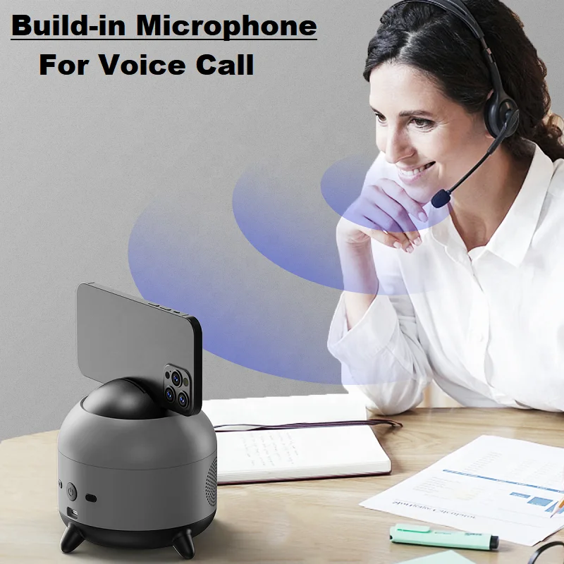 Amazlife M136 Portable Auto Face Tracking Smart Rotation Wireless Blue Tooth Music Speaker with Phone Holder