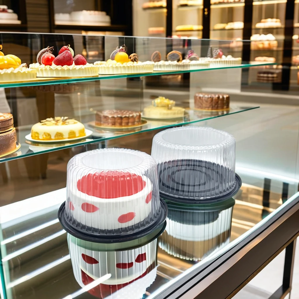 Clear round PET Plastic Cake Container with Dome for Display and Storage of Cakes Cookies Sandwiches Fruits Food Packaging