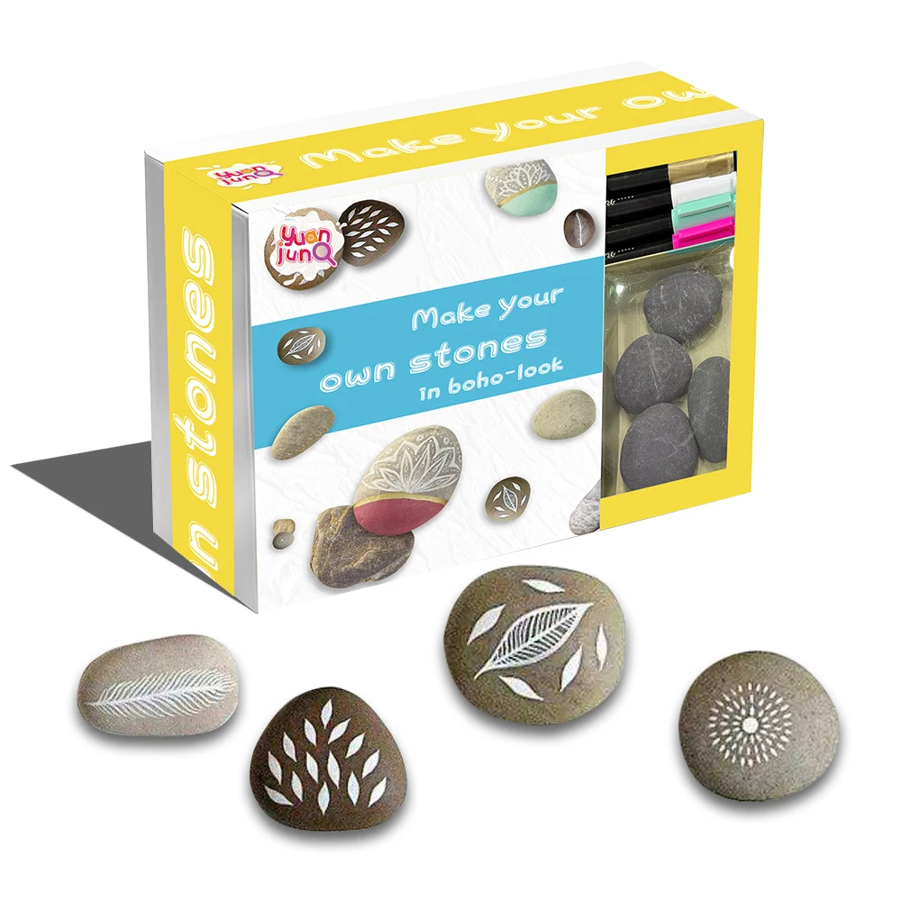 Custom DIY Artist Galaxy River Flat Stone Rock Painting Kit for Kids Creativity