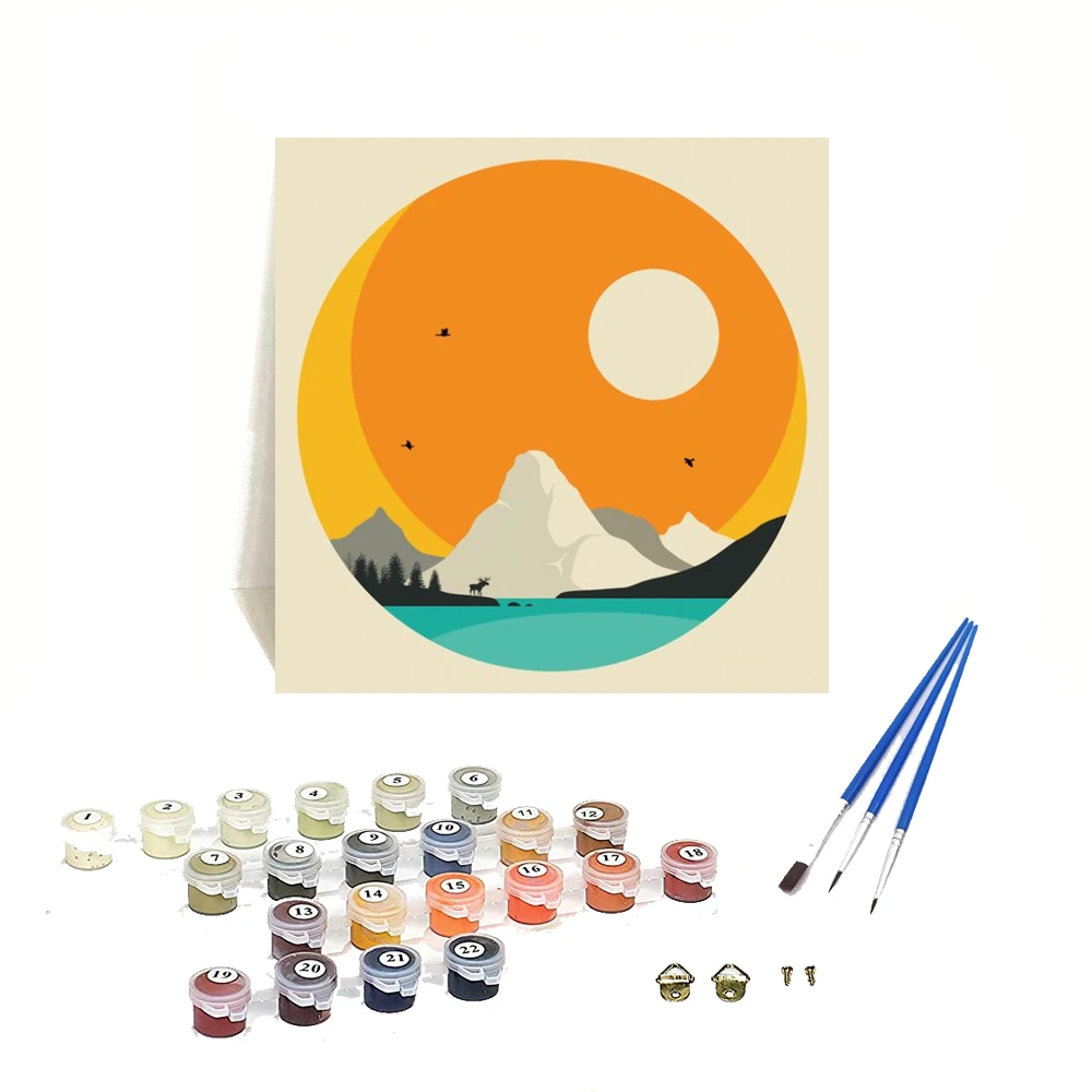 2022 Wholesale 20*20CM DIY Oil Painting Crafts Abstract Landscape Paint by Number for Kids Beginner