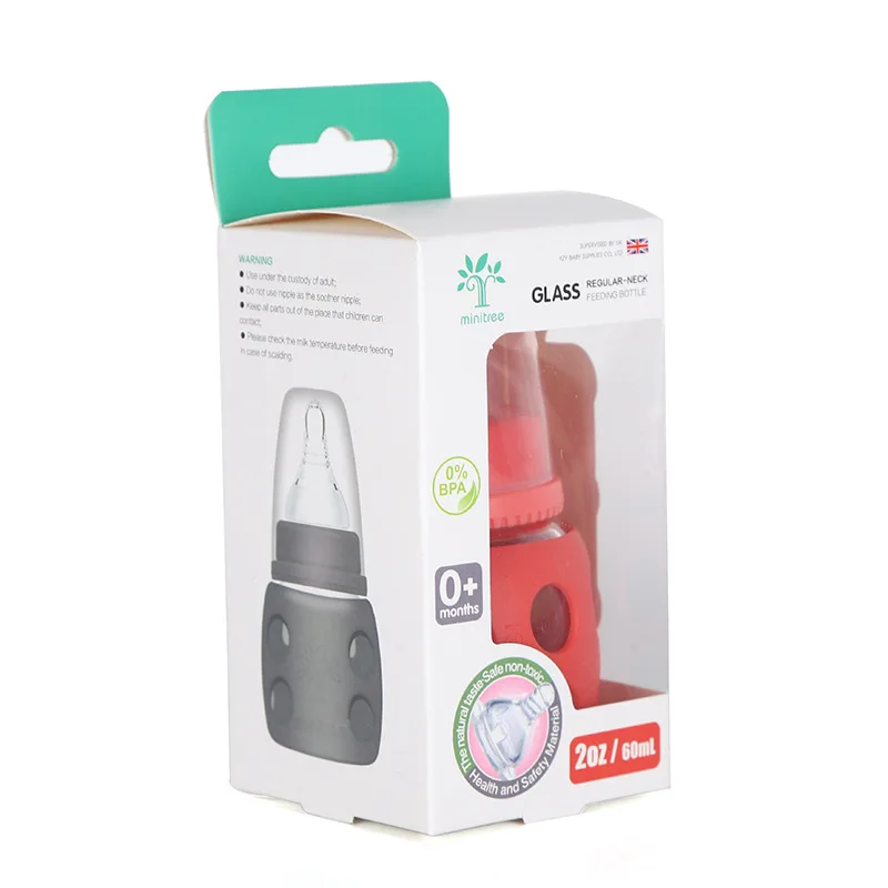60ml newborn baby glass feeding bottle resistant to falling and anti-flatulence y-shaped nipple baby anti-scald belt silicone