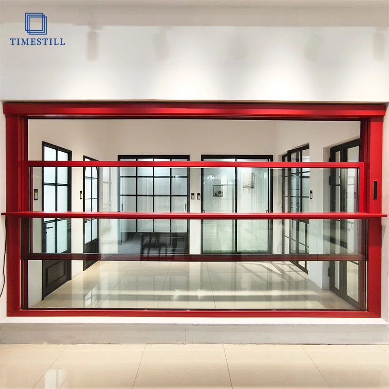 Modern Minimalism Automatic Aluminum Frame Motorized Upward Vertical Sliding Window For villas