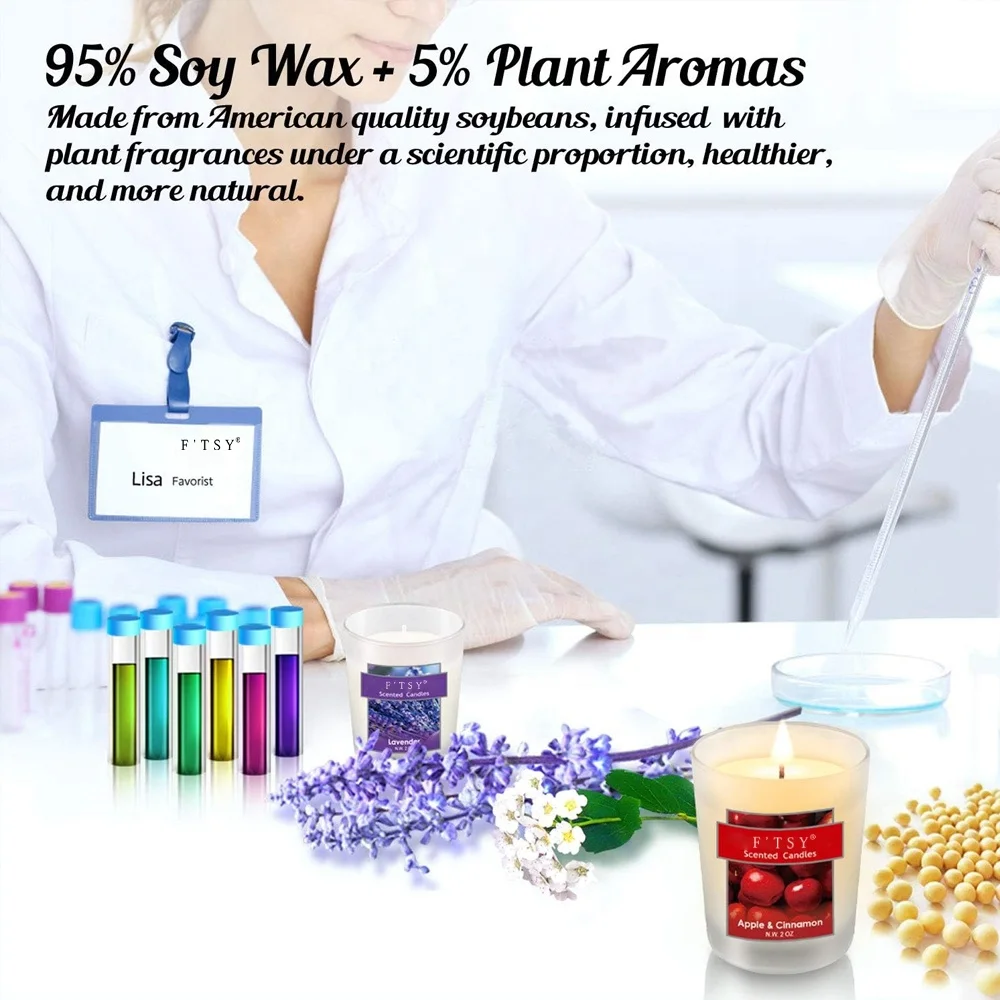 Long Burning Time Natural Soy Candles & Plant Fragrance Different Scents Candles Set