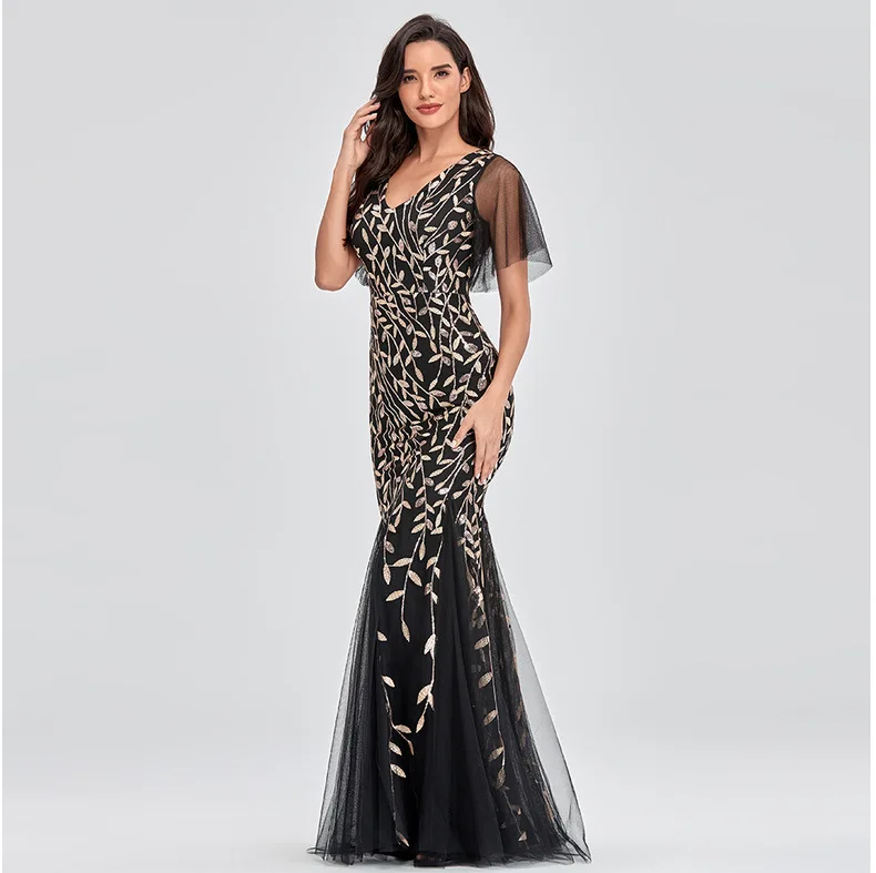 Women prom dresses floral sequin wholesale evening party dress mother of the bride dresses