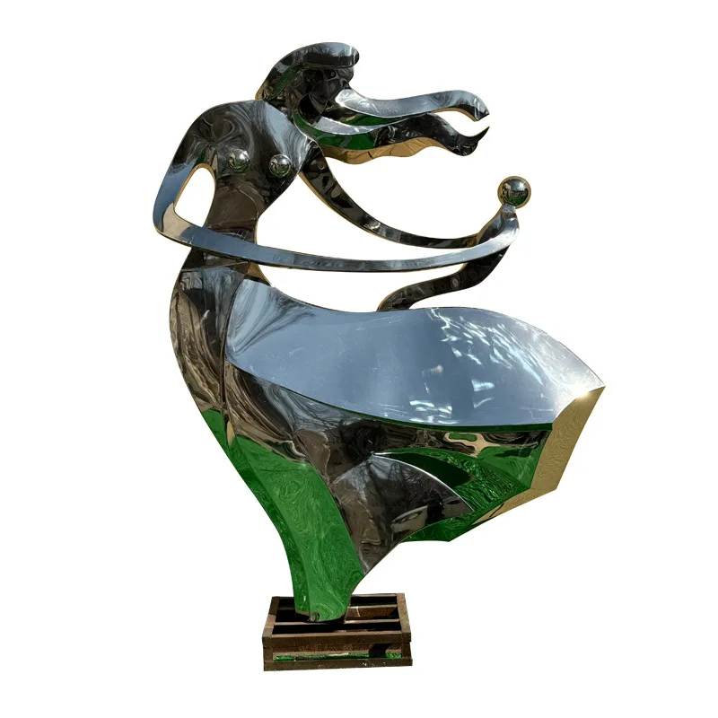 Family Theme Park Decor Stainless Steel Sculpture Abstract Mother And Son Statue Metal Sculpture