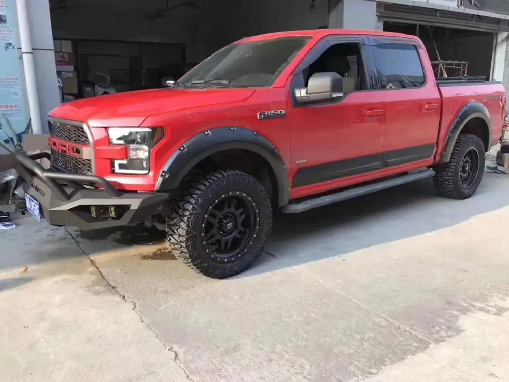 
2015-2017 Pocket Rivet Style Smooth Black wheel arch fender flare for Ford F150 