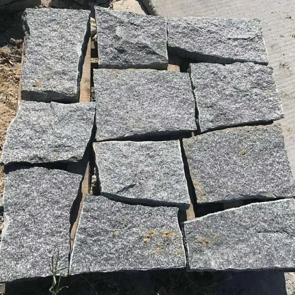 China foundation rock paving stones natural splitted granite stone driveway cube