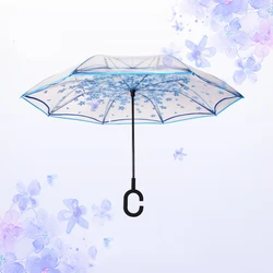 Высококачественный перевернутый обратный переработанный пластиковый Зонт от дождя прозрачный зонт