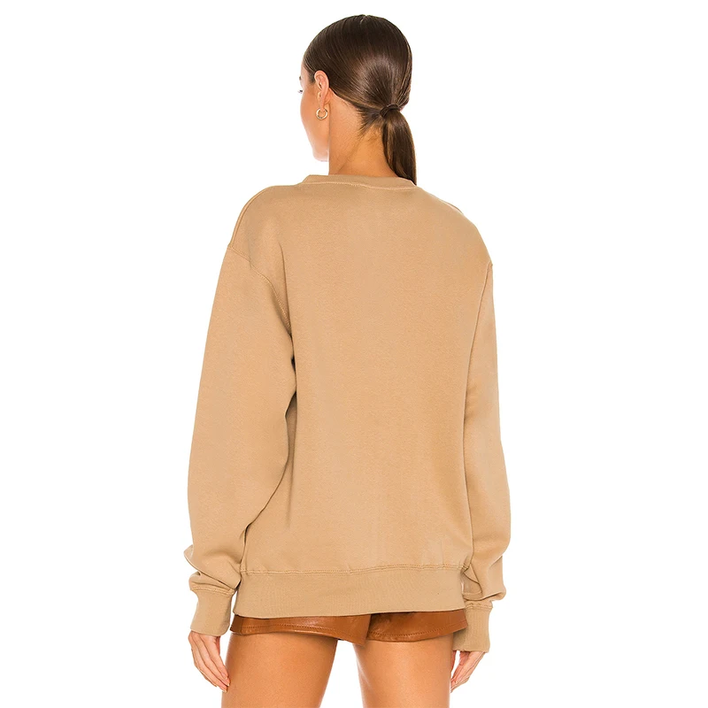 2023 Women Clothing Custom High Quality Drop Shoulder French Terry Plain Pullover Oversize Women Crewneck Sweatshirt Unisex