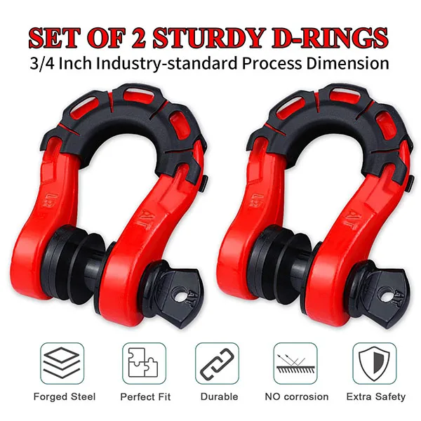 Offroad Towing shackle 8T working load Powder Coated Tow recovery shackle Heavy Duty Shackle with screw pin