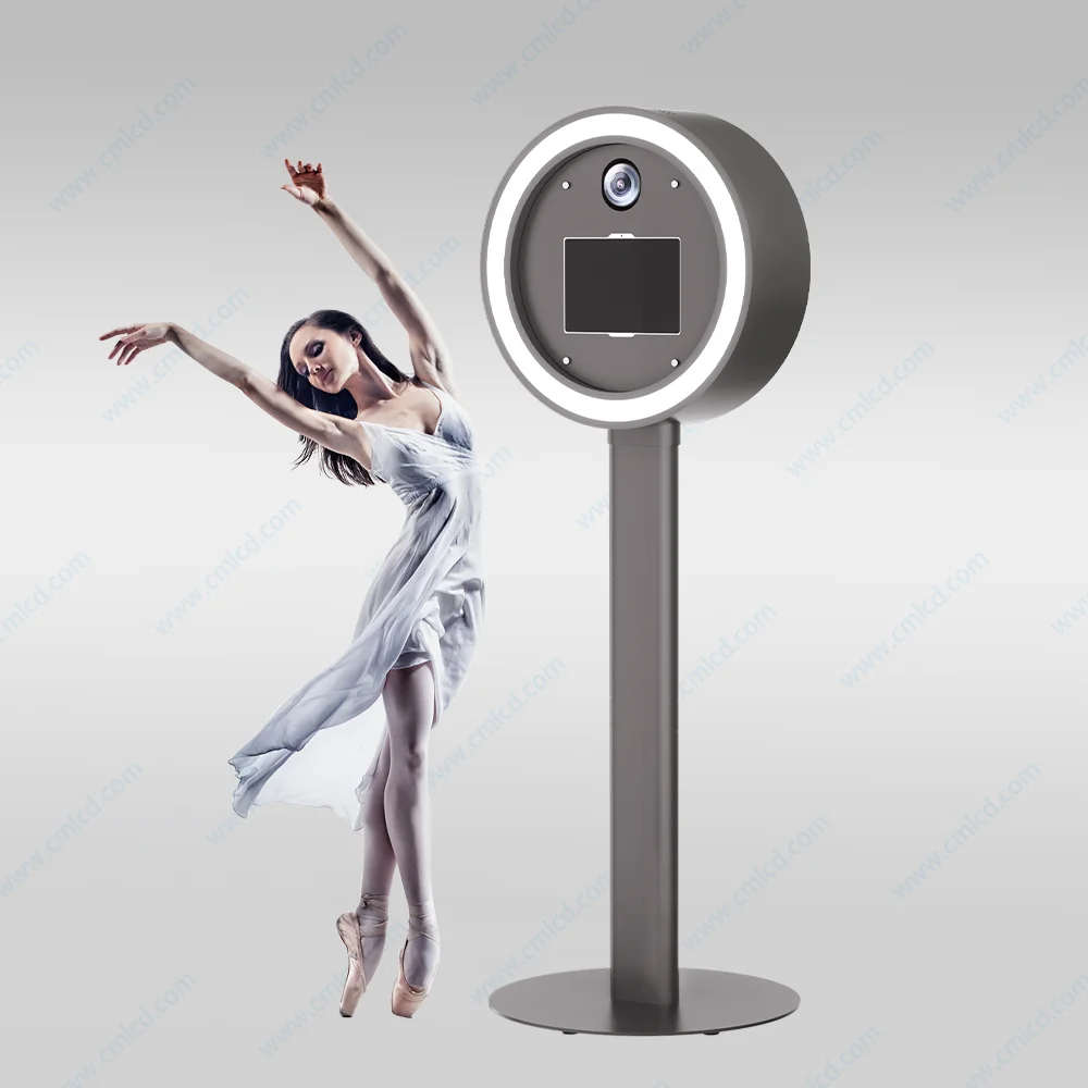 Portable LED Open Air Photo Booth with iPad Surface: White Metal Aluminum DSLR Photo Booth Shell for Small Weddings and Events