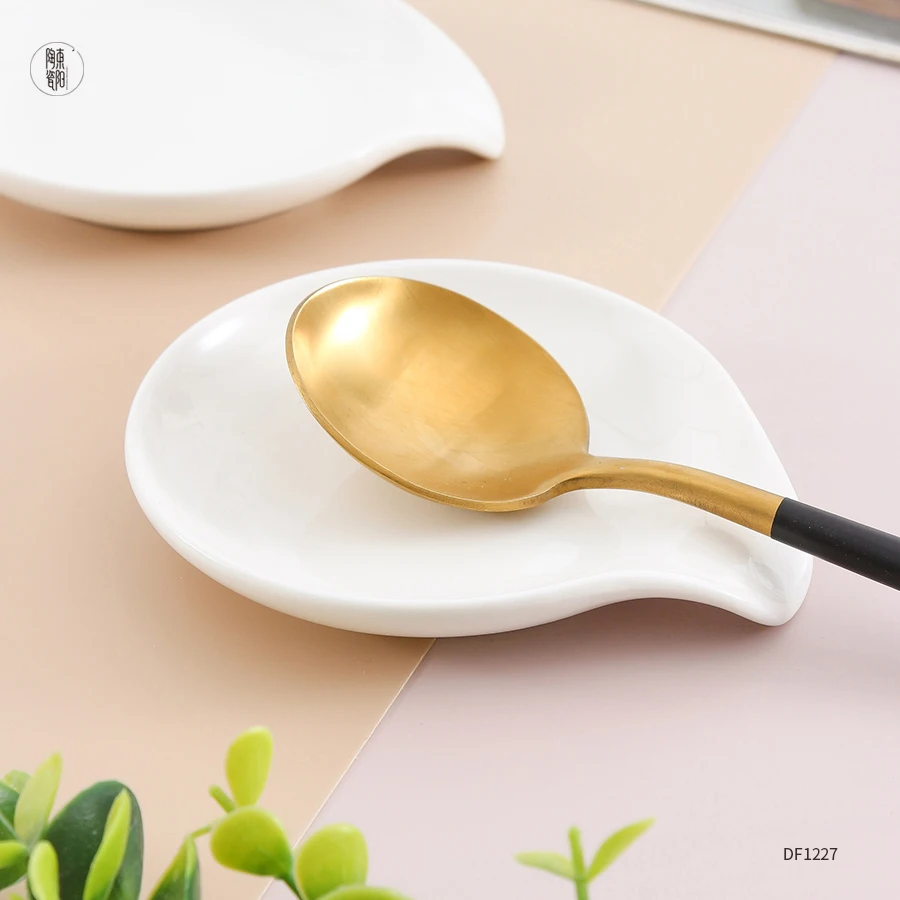 Porcelain spoon rest holder cooking utensil rest ceramic spoon rest custom for kitchen