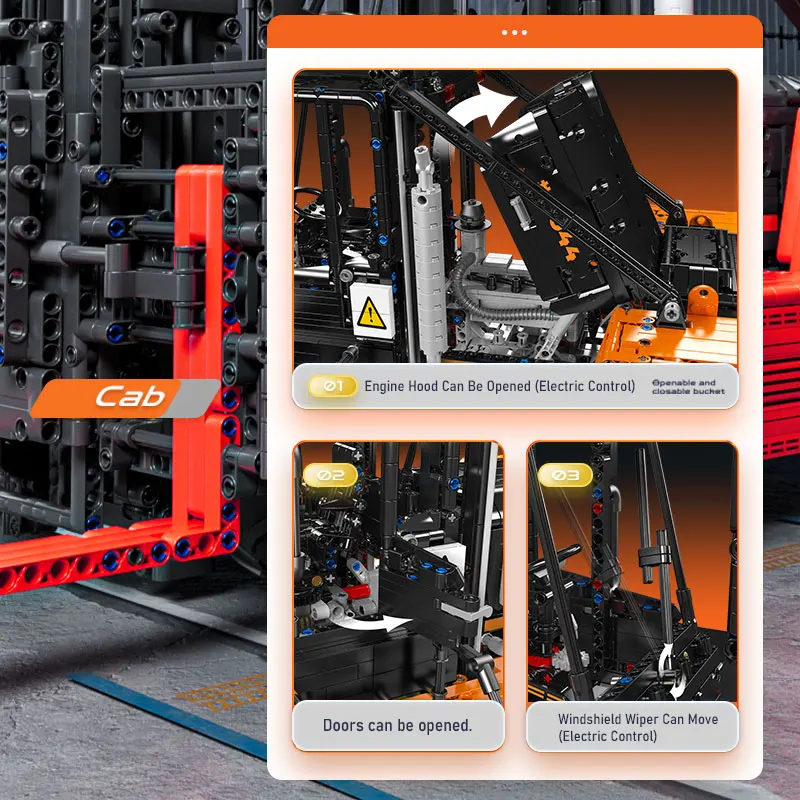 Mould King 17044 Technical RC Heavy-Duty Forklift Building Blocks 14045 Reach Truck Engineering Toys 4579pcs For Birthday Gifts
