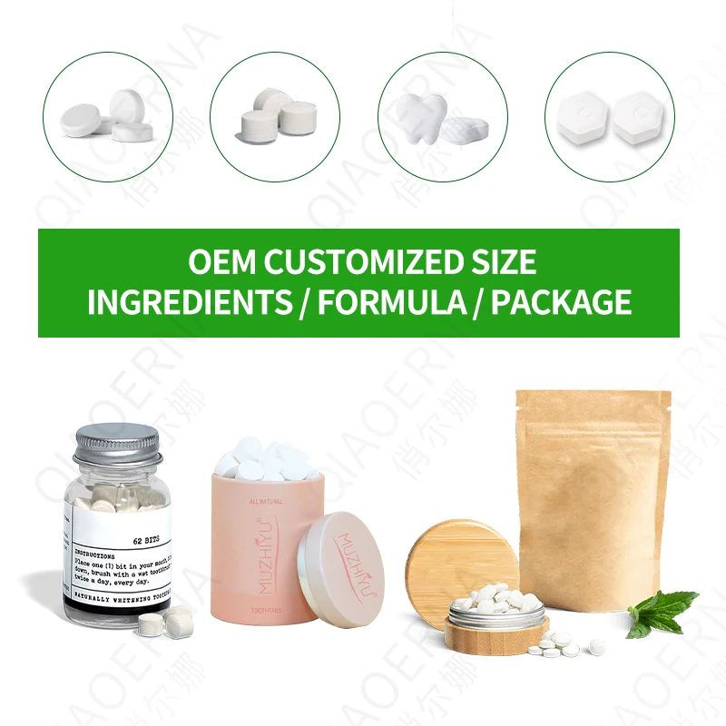 OEM Private Label Bulk Signal Mint Whitening Toothpaste Tablets Vegan Eco-Friendly Solid Mouthwash with Foam Effect