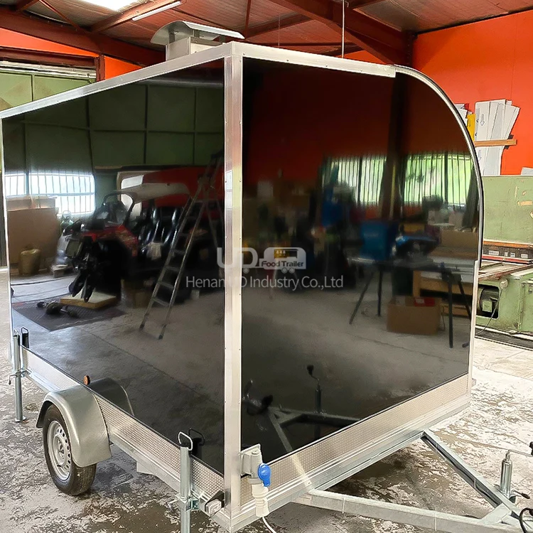 Food Catering Trailer Burger Vans Hotdog Taco Truck Stainless Steel Round Food Cart Small Food Trailer