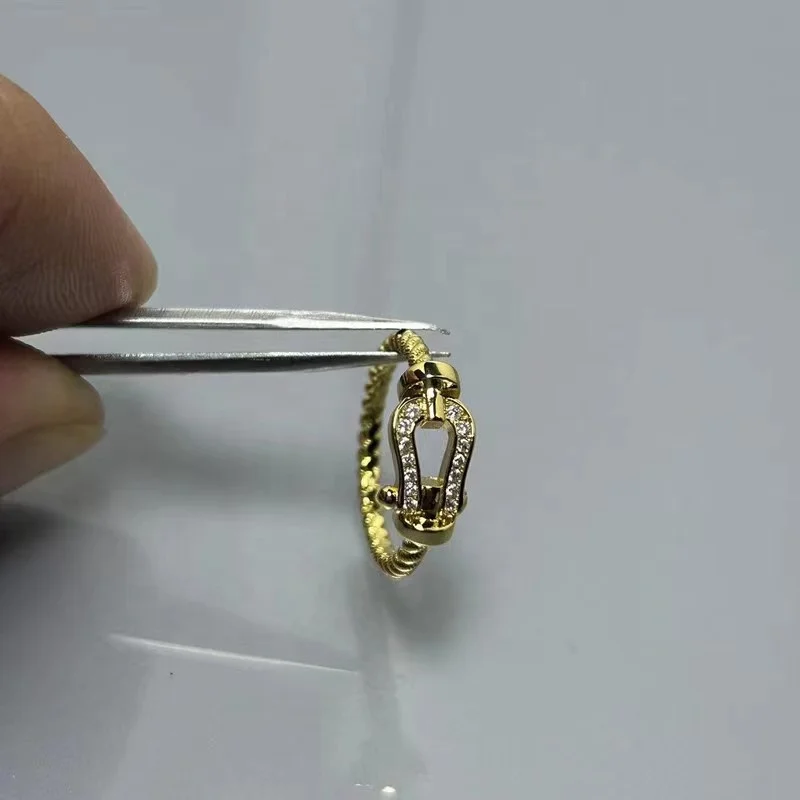 High quality Fried Dough Twists horseshoe buckle ring senior designer ring ladies jewelry wholesale