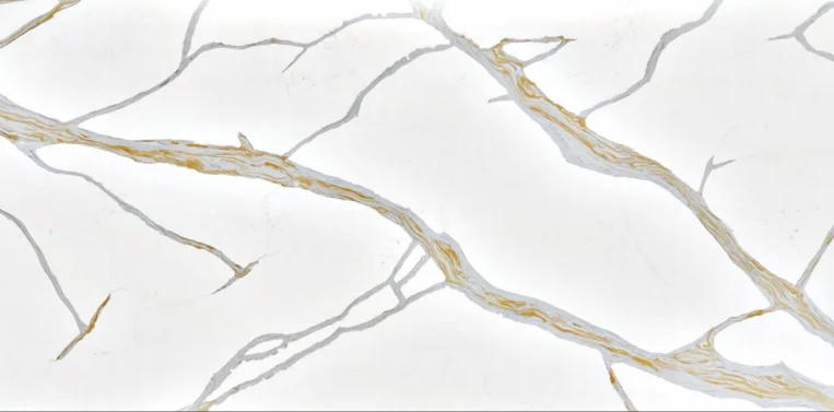 Calacatta Golden Dream White Quartz Artificial Stone Jumbo Size 3200*1600 Modern Surface Kitchen & Work Tops Vanity & Table Tops