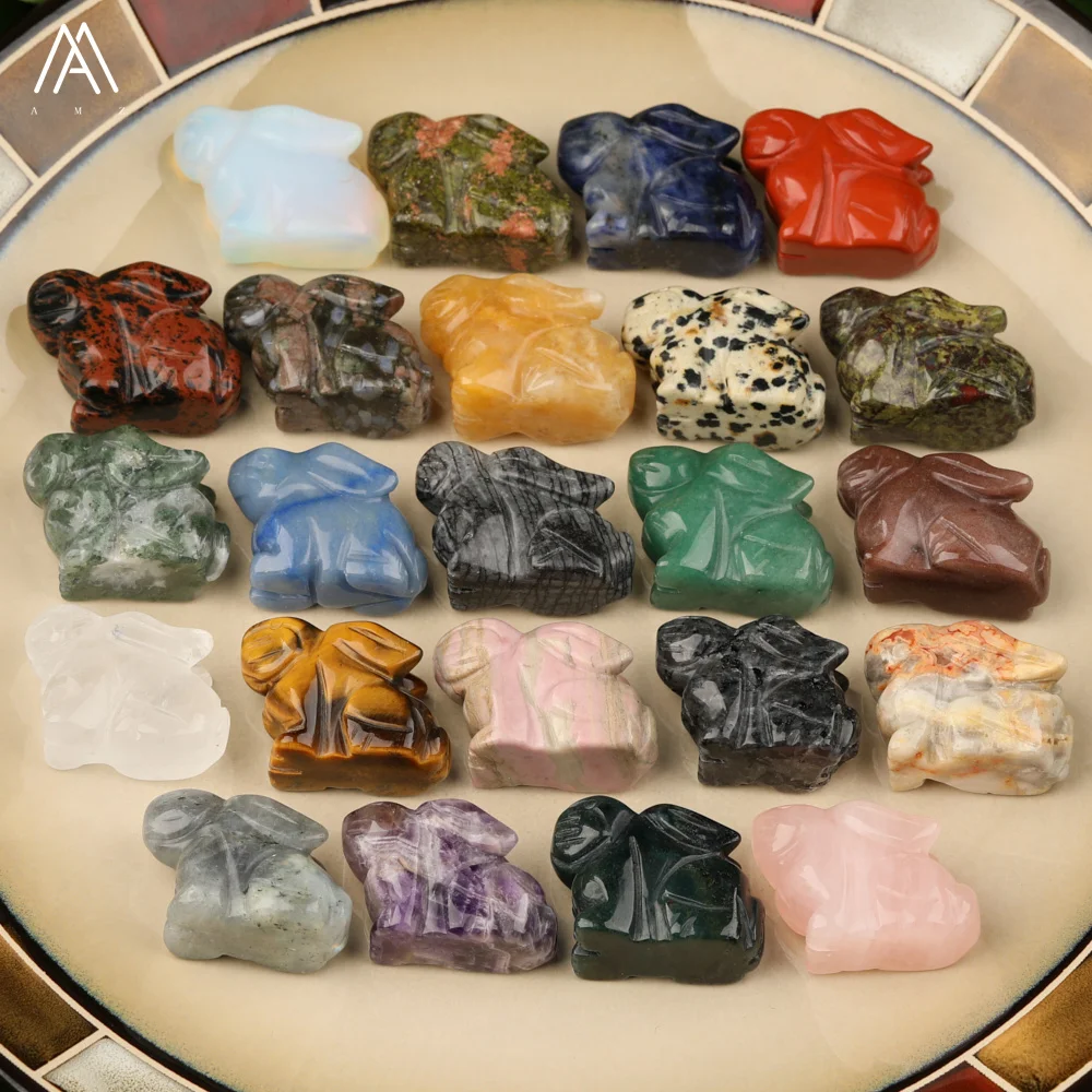 1.5 Inches Carved Gemstone Rabbit Wholesale Animal Figurine Decor