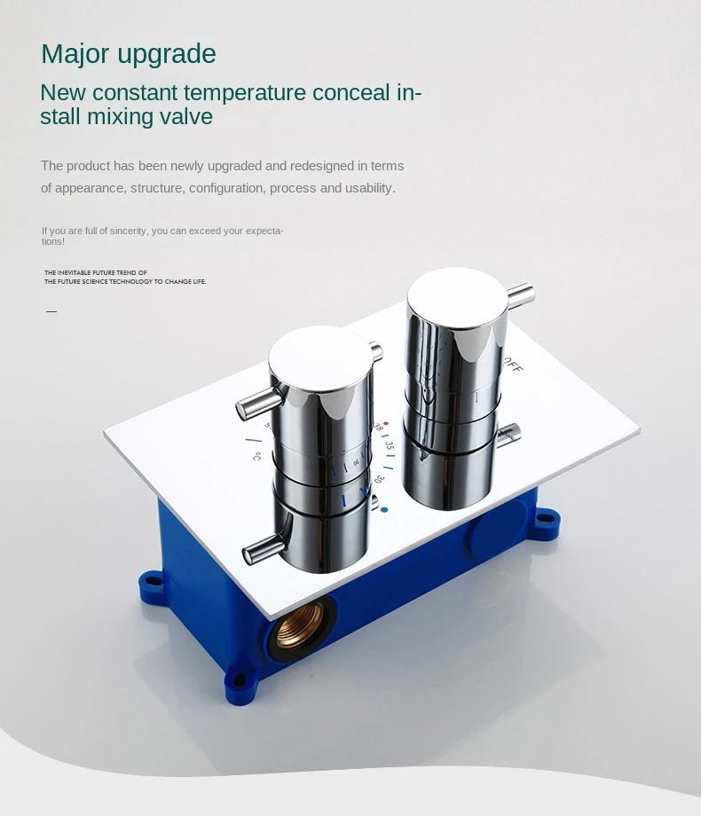 Thermostatic Rotary Swithe Brass Shower Faucet Sliding Bar Chrome concealed shower set With Round Hand Shower