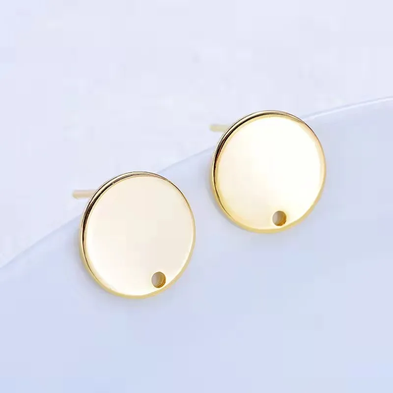 Foreign trade jewelry accessories supply spot wholesale simple geometric round ear needles diy earrings glossy round ear needles