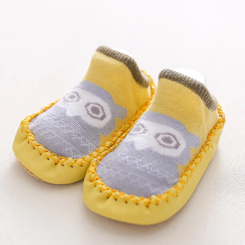 Newborn Toddler Combed Cotton Cartoon Baby Shoes Socks Non Slip Rubber Sole Children's Floor Socks