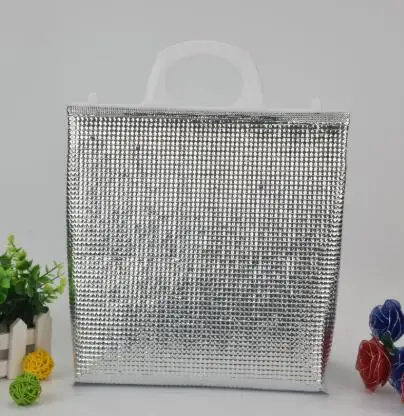 handle Disposable aluminum foil thermal insulation bag for seafood/chocolate food delivery packaging